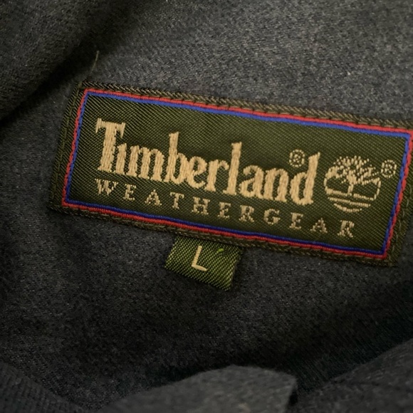 Vintage Timberland Weathergear Flannel Shirt Grey Button Up Long Sleeve Siz L - Picture 7 of 8